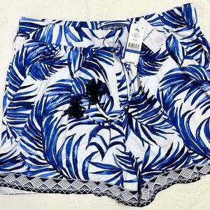 Tommy Bahama Blue and White Pull On Swim Shorts Size XL Nylon Spandex Blend